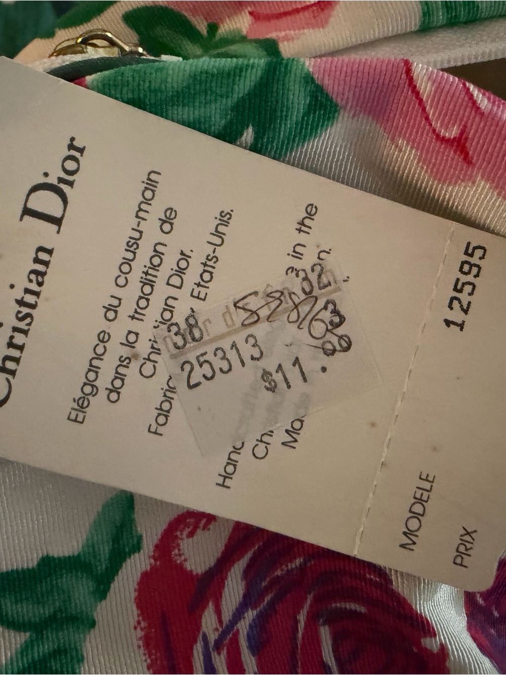Dior Rose Print Canvas Cosmetic Bag in Pink and Green - Picture 3 of 3